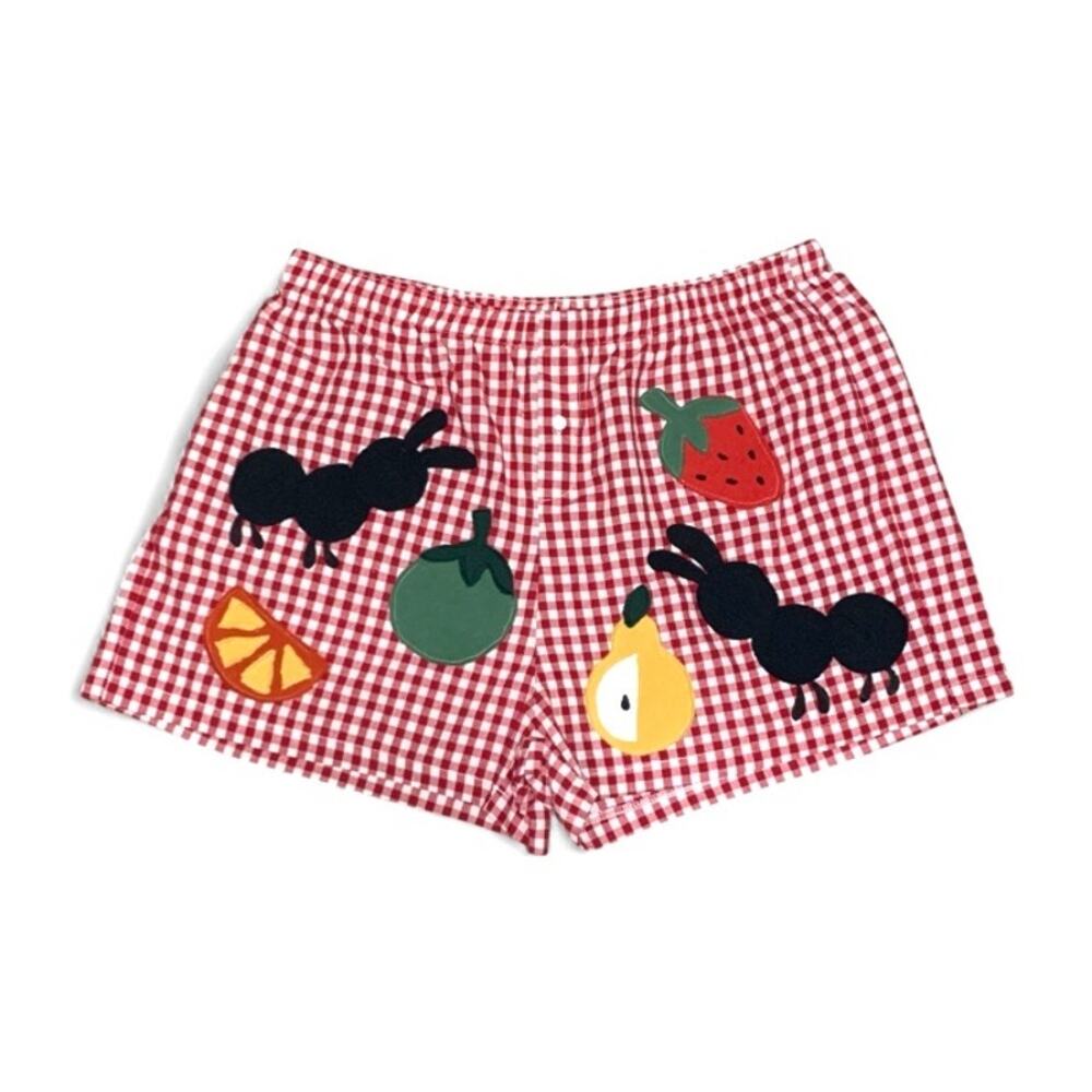 Custom Upcycled Red Plaid Picnic Ant Patchwork Shorts XL